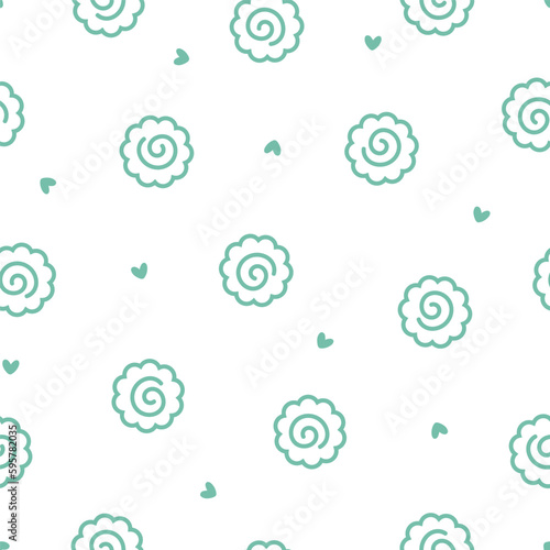 Seamless pattern with teal outline narutomaki