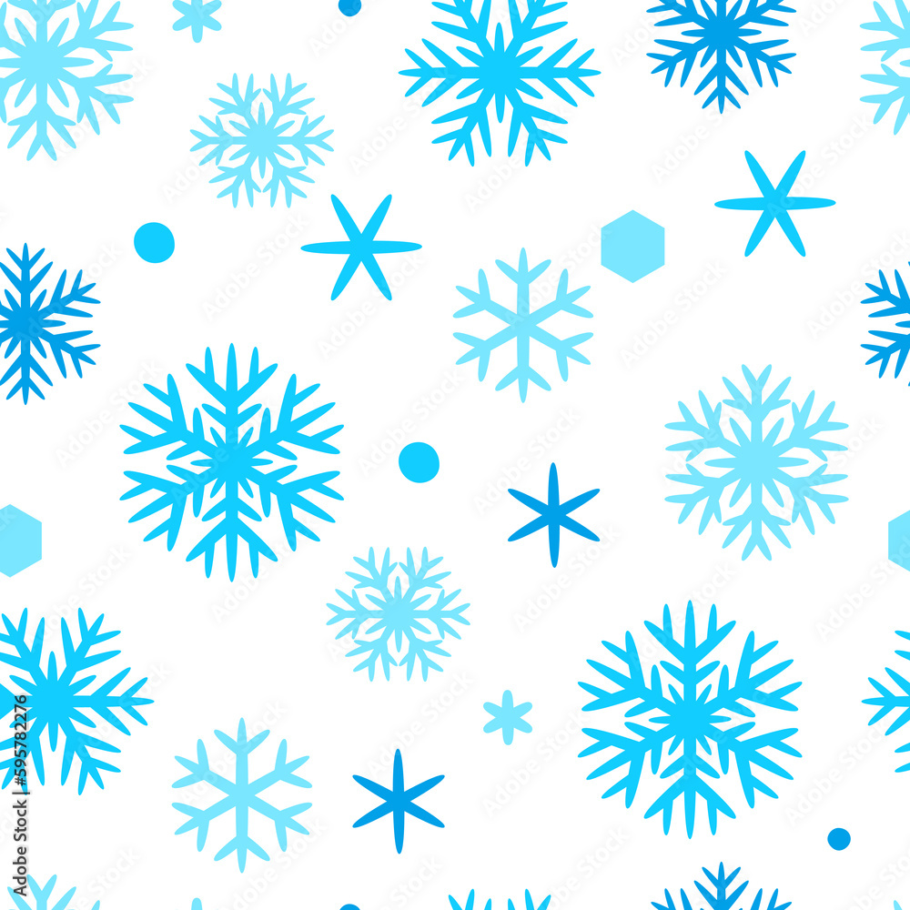 Winter pattern with snowflakes. Merry Christmas and Happy New Year background.