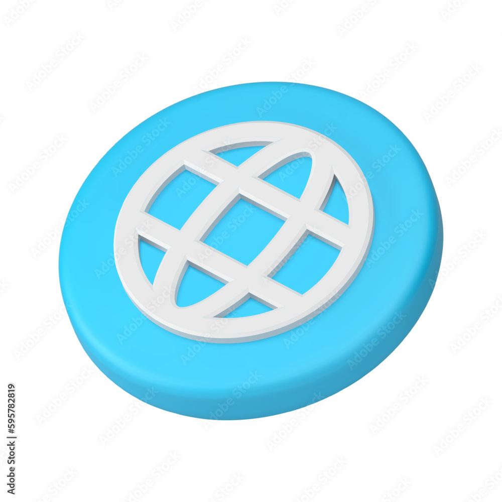 Internet browser web page global connection blue circle button isometric 3d icon realistic vector Internet browser web page global connection blue circle button isometric 3d icon realistic vector