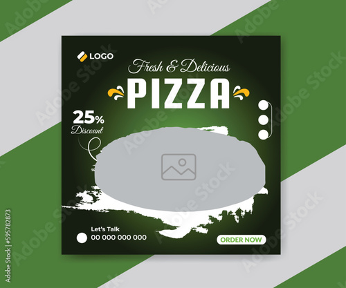 pizza food social media promotion and web banner post template design