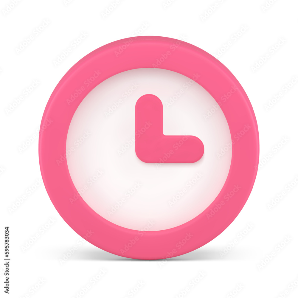 Time measurement pink stopwatch clock reminder button 3d icon realistic vector illustration Time measurement pink stopwatch clock reminder button 3d icon realistic vector illustration