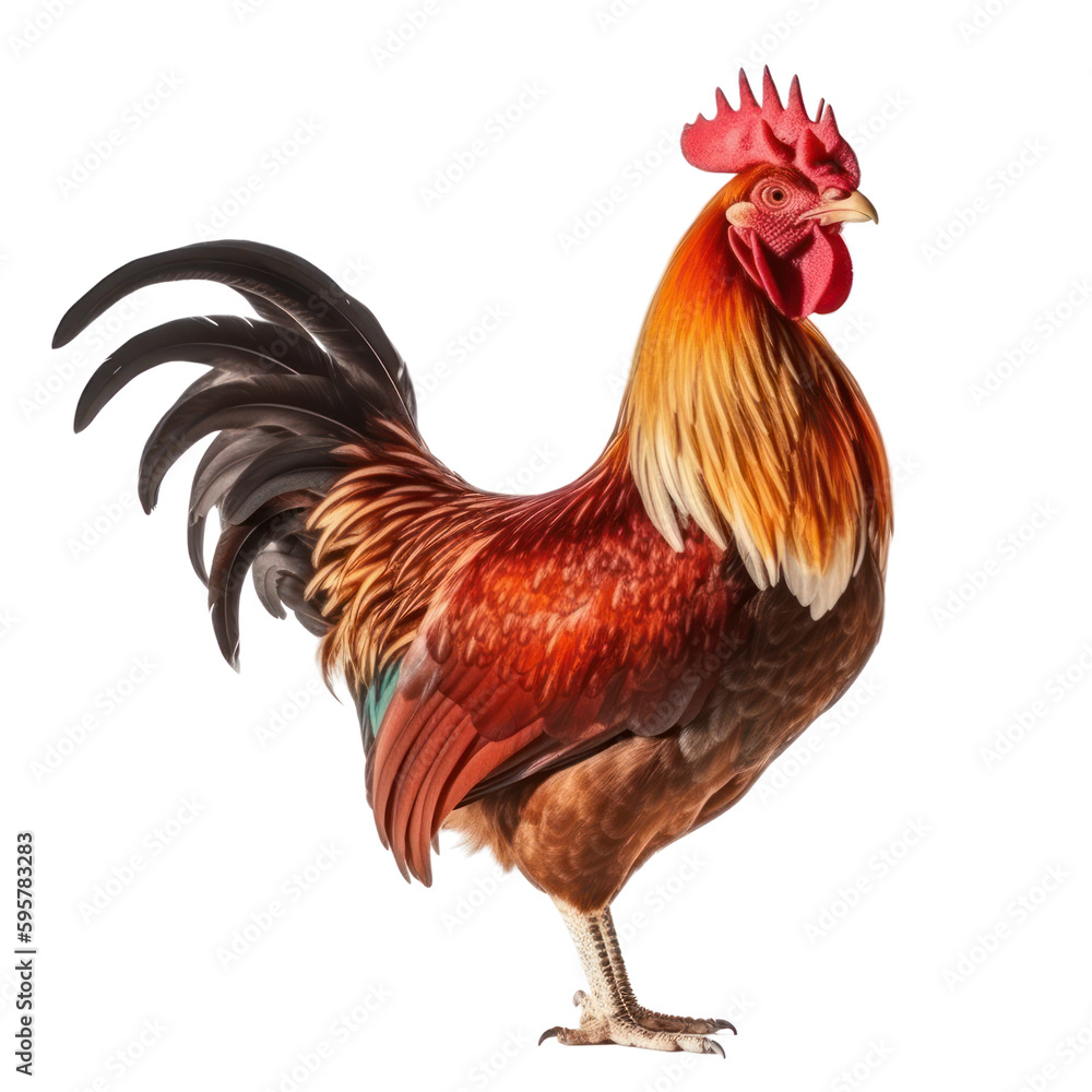 rooster isolated on transparent background, PNG, Generative AI rooster isolated on transparent background, PNG, Generative AI