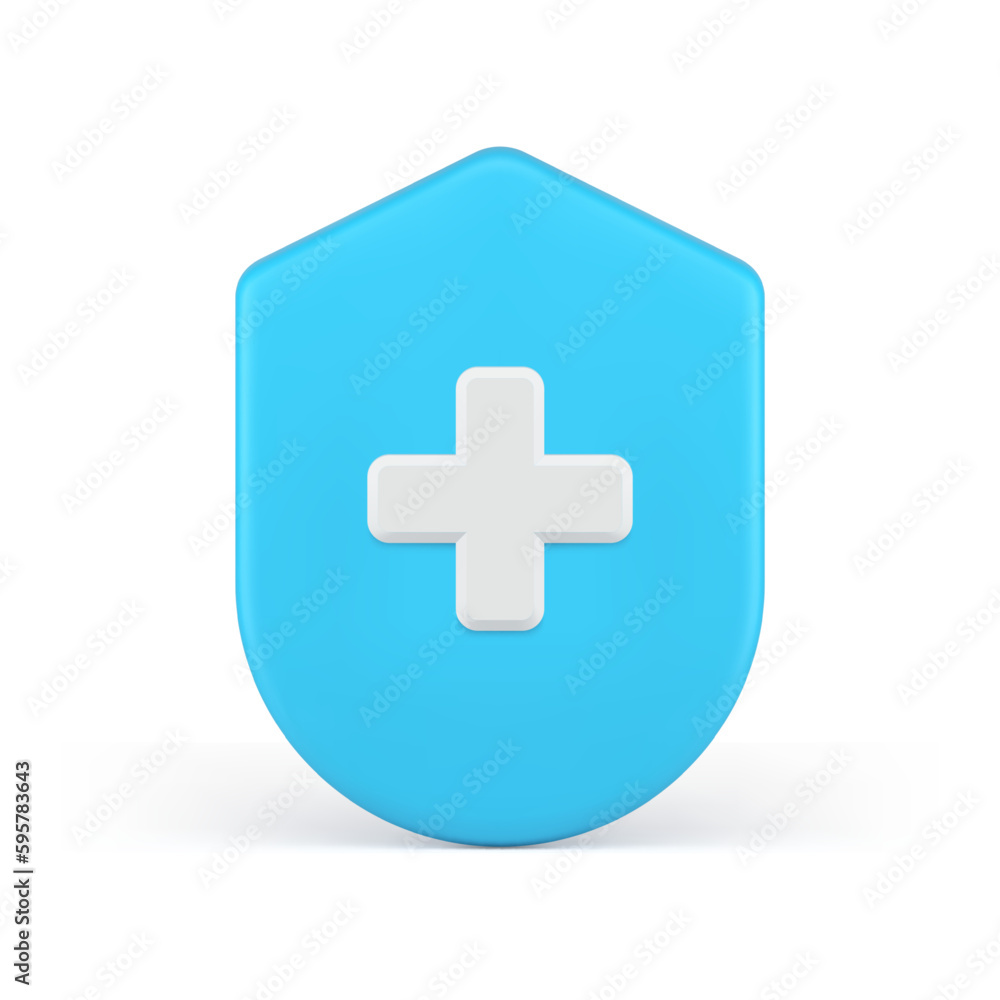 Health protection cross shield rescue safety assistance first aid guarding 3d icon realistic vector Health protection cross shield rescue safety assistance first aid guarding 3d icon realistic vector