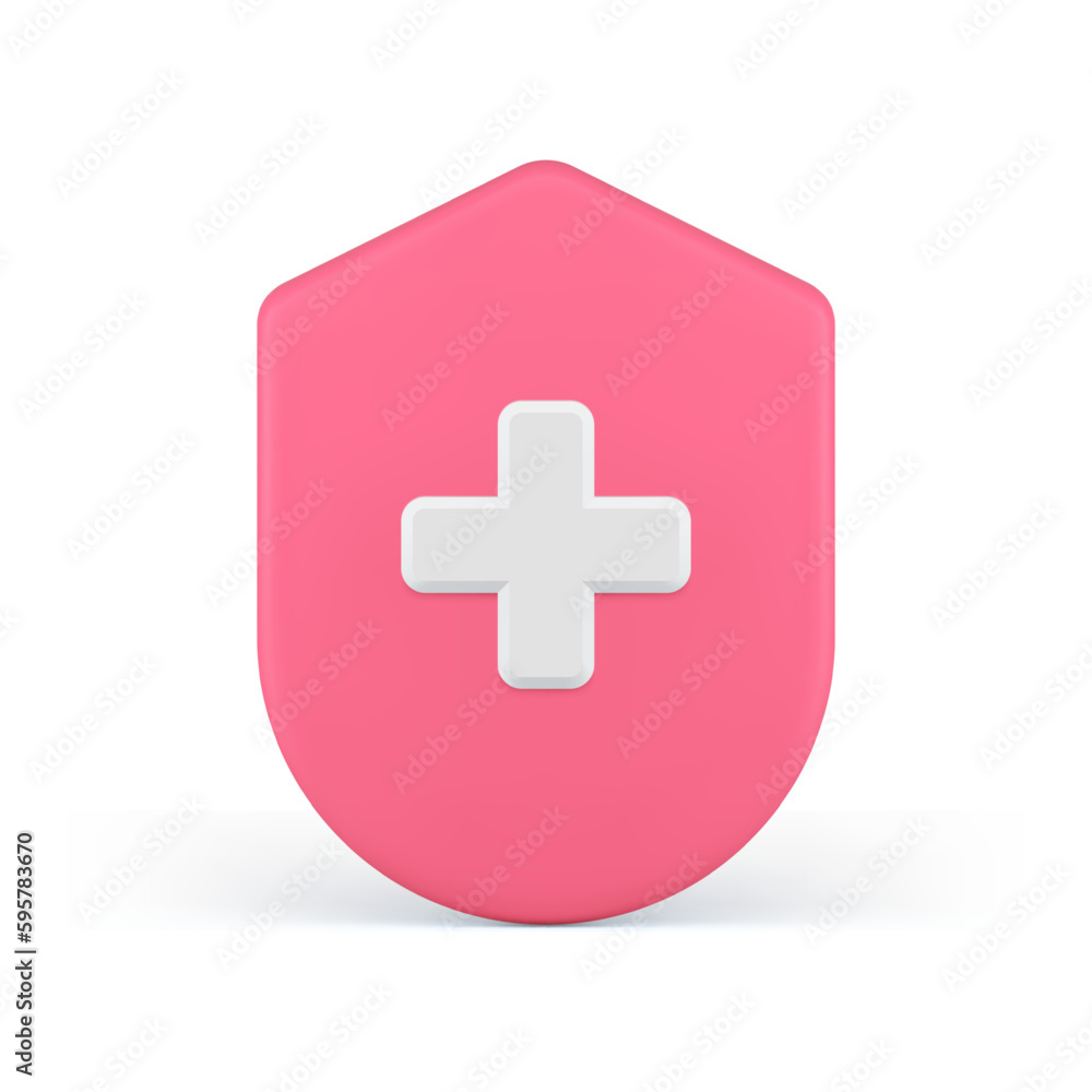 Healthcare pharmacy insurance medical health protection cross shield 3d icon realistic vector Healthcare pharmacy insurance medical health protection cross shield 3d icon realistic vector