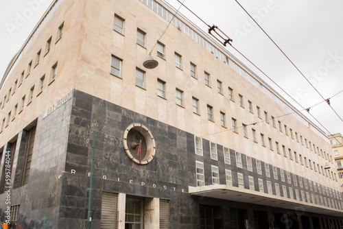 Facade of the old post office building in Naples, Italy. photo