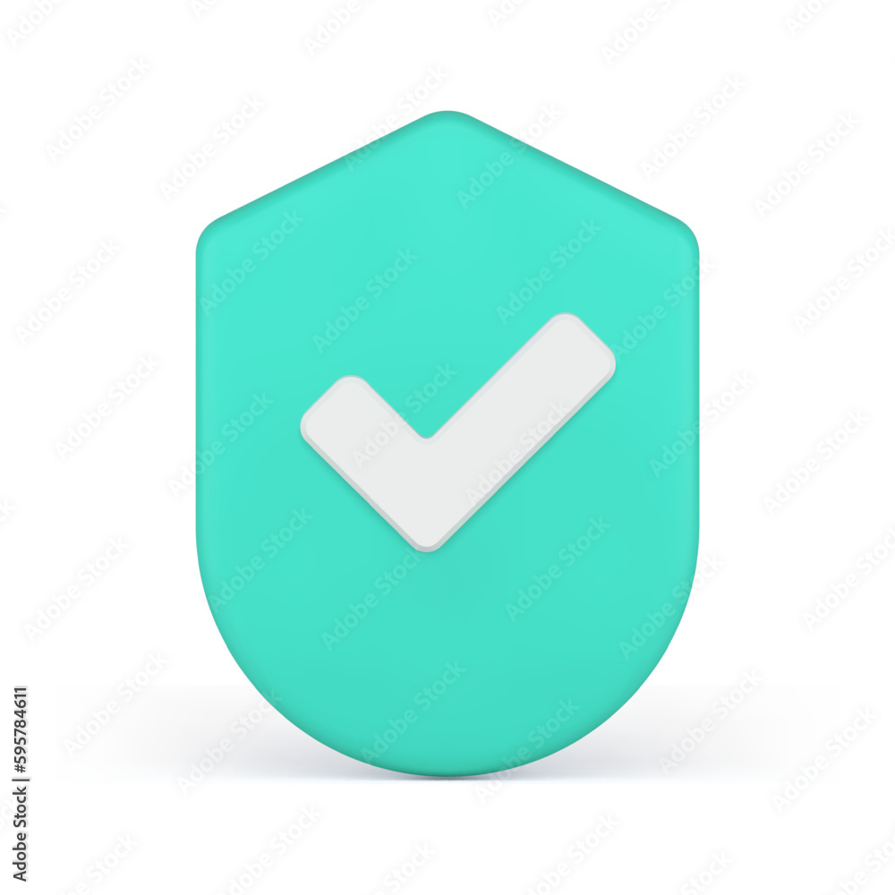 Checkmark shield secure firewall protection guarantee approved cyberspace connection 3d icon vector Checkmark shield secure firewall protection guarantee approved cyberspace connection 3d icon vector