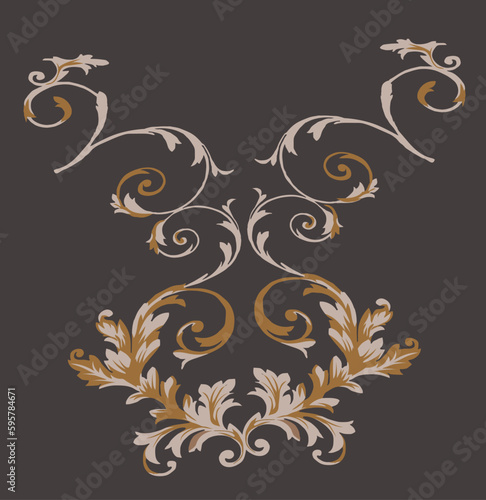 Digital illustration with brown floral design vector 