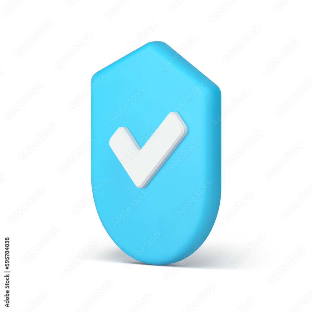 Cyberspace data protection technology antivirus checkmark shield isometric 3d icon realistic vector