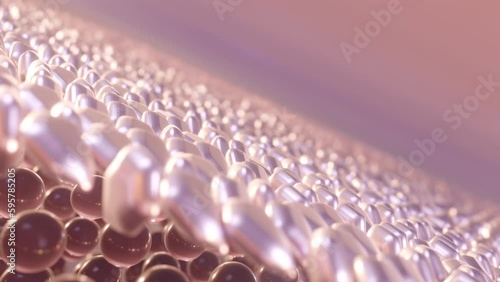 Skin layers moisturize and tighten the skin cells sagging skin. deep skin structure micro-whitening. Animation of a 3D dermal layer close-up with cell repair.