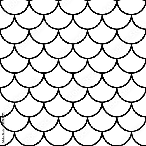 Fish, mermaid, dragon scales seamless pattern. Mermaid tail pattern. Fish and snake scale background. Abstract japanese geometric line water wave and roof tiles background. Vector illustration.