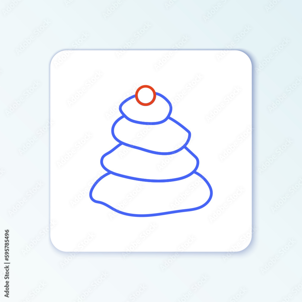 Line Stack hot stones icon isolated on white background. Spa salon accessory. Colorful outline concept. Vector Line Stack hot stones icon isolated on white background. Spa salon accessory. Colorful outline concept. Vector