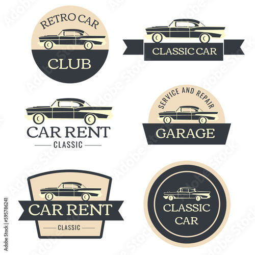 Vintage car label, badge, logo concept.