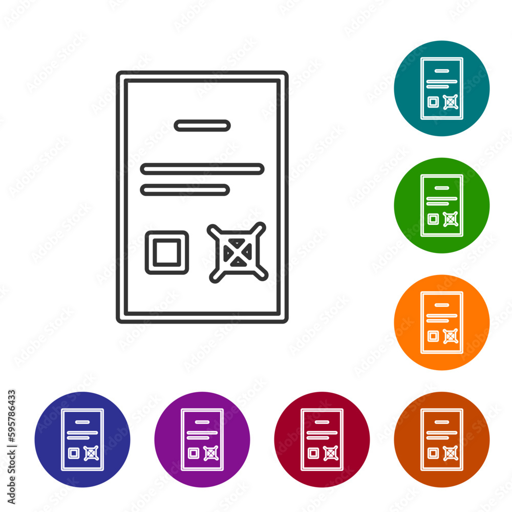 Black line Poll document icon isolated on white background. Set icons in color circle buttons. Vector Black line Poll document icon isolated on white background. Set icons in color circle buttons. Vector