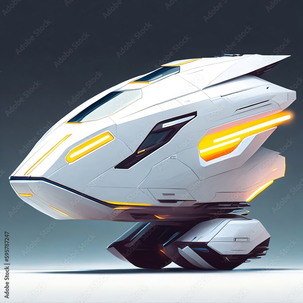 cyber vehicle white isolated background futuristic