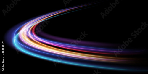 Modern abstract high-speed movement effect. Dynamic curve light trails. Velocity pattern for banner or poster design background. Vector eps10.