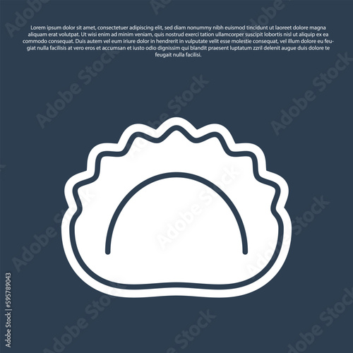 Blue line Dumplings icon isolated on blue background. Pierogi, varenyky, pelmeni, ravioli. Traditional Ukrainian food. Vector