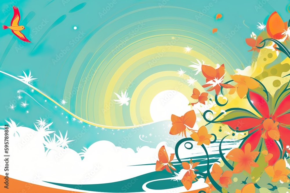 Naklejka premium Summer colorful background Generative AI