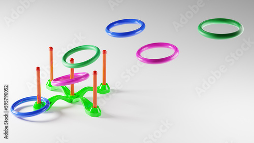 3D rendered colorful ring toss toy photo