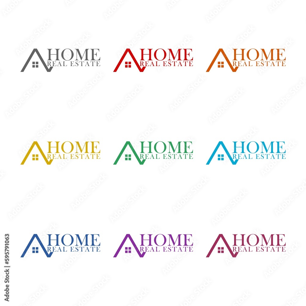 Home real estate logo icon isolated on white background. Set icons colorful