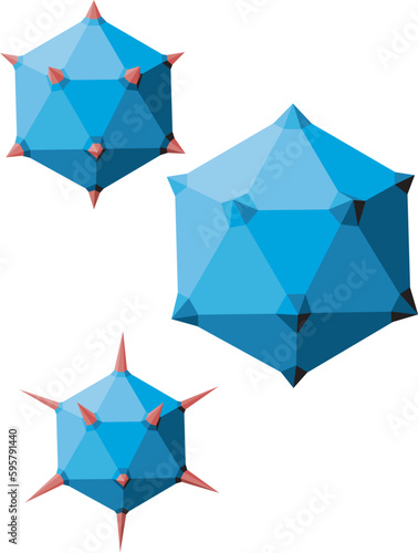 Icosahedral virion - vector illustration of virus