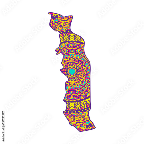 Layered mandala cut file creative silhouettes set on white background. Map of Togo
