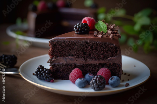 Chocolate cake dessert. AI Generated