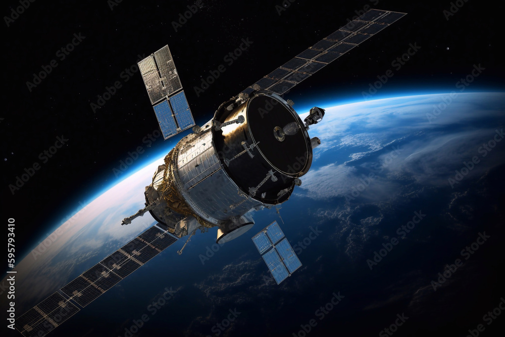 An artificial satellite orbiting the planet Earth. AI Generated An artificial satellite orbiting the planet Earth. AI Generated