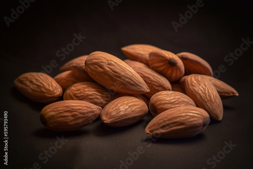 Lots of almonds on the table.. AI Generated