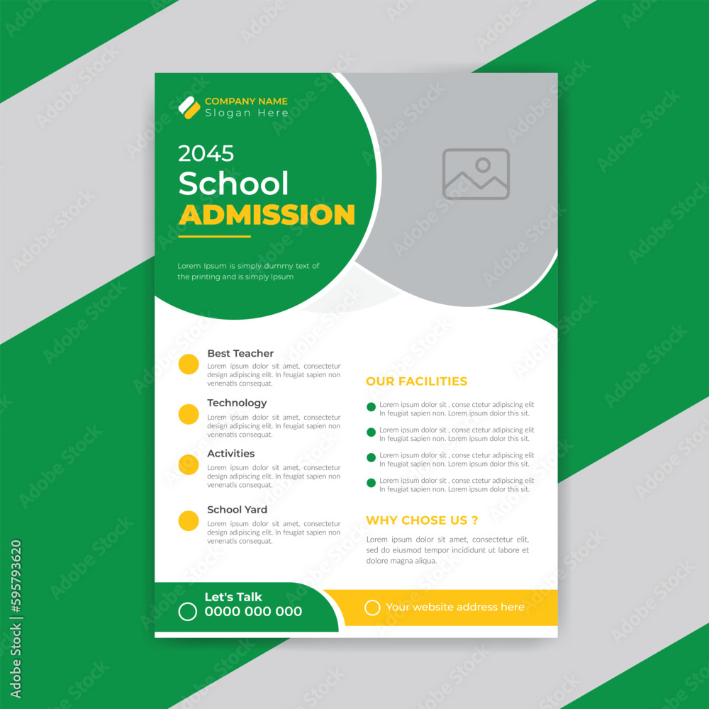 Private school education admission poster template design
