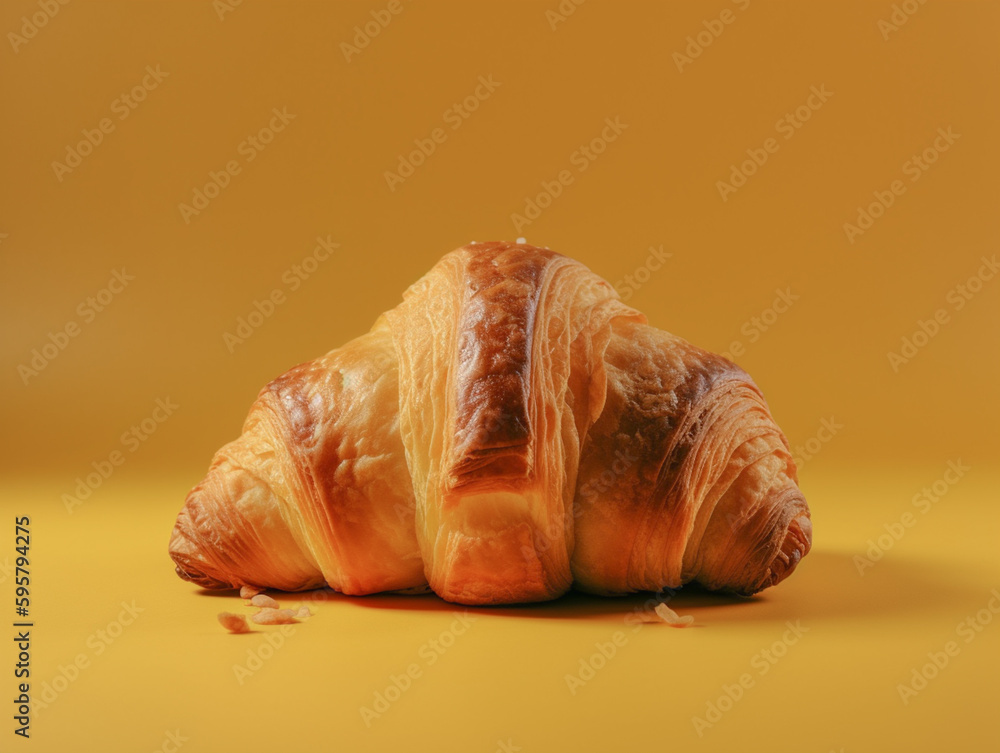 croissant yummy yellow background bakery bread colorful Generative AI