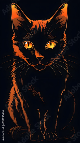 color vector illustration of cat for print on t-shirt. Generative AI
