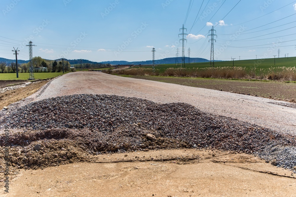 The construction site of the new road in the Czech Republic near the village 