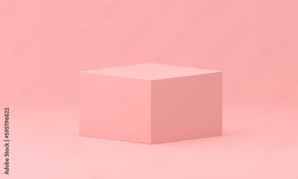 Pink 3d pedestal rectangular box geometric angular form platform construction realistic vector Pink 3d pedestal rectangular box geometric angular form platform construction realistic vector