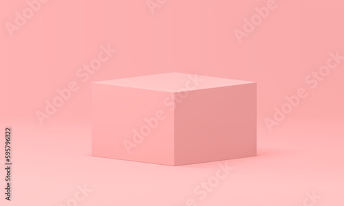 Pink 3d pedestal rectangular box geometric angular form platform construction realistic vector