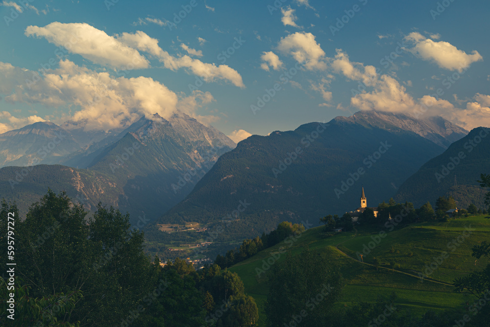 Summer sunset in the mountains of Valle d'Aosta