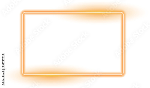 Abstract orange neon lighting rectangular frame
