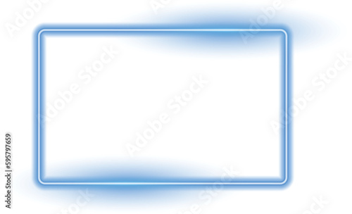 Abstract blue neon lighting rectangular frame