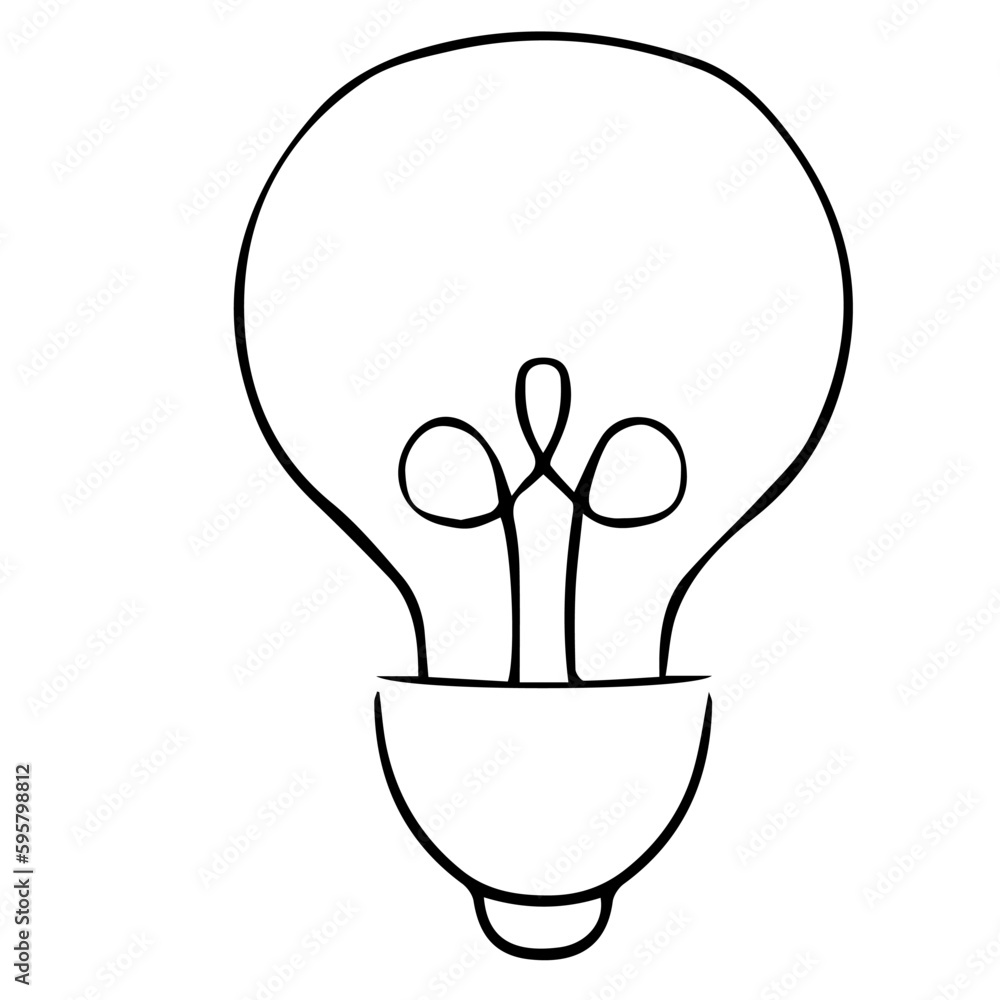 Bulb lamp doodle cartoon comic electricity isolated on white background. Sketch, freehand icon, drawing Bulb lamp doodle cartoon comic electricity isolated on white background. Sketch, freehand icon, drawing