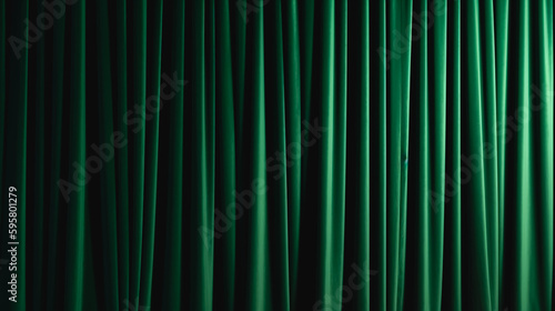 Brightly lit green curtains for your background, generative AI.
