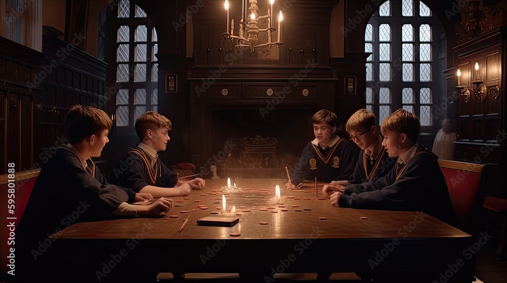 Two prestigious magic academies engage in a fierce and intense rivalry, with students competing in various magical challenges to prove their superiority. Generated by AI. Two prestigious magic academies engage in a fierce and intense rivalry, with students competing in various magical challenges to prove their superiority. Generated by AI.