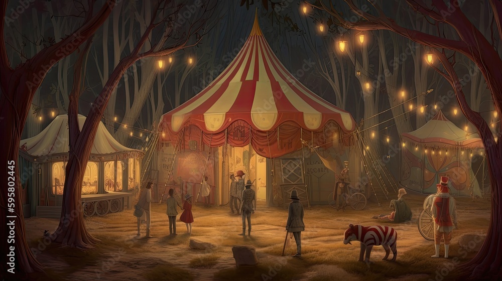 Step into a world of wonder and magic at the circus, where performers and creatures alike captivate the audience with their awe-inspiring abilities. Generated by AI.