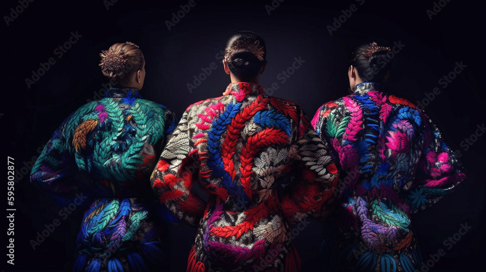 Colorful skirts fly during traditional Mexican dancing. Generative AI