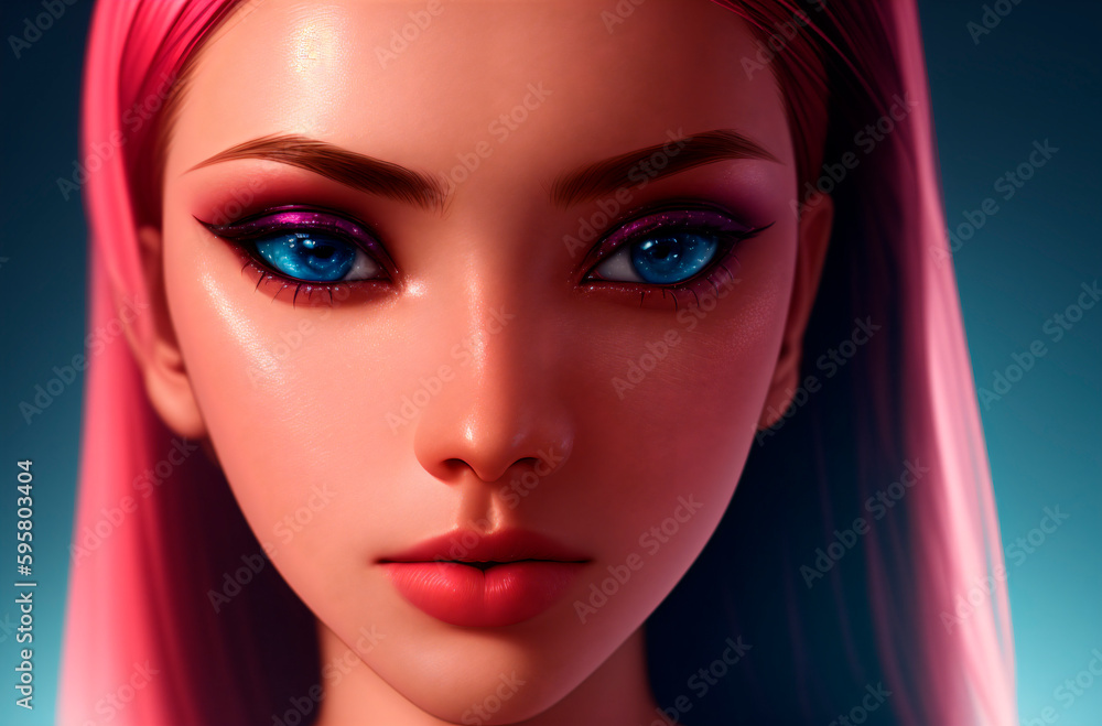 Close-up portrait of beautiful young woman. Generative AI. Close-up portrait of beautiful young woman. Generative AI.
