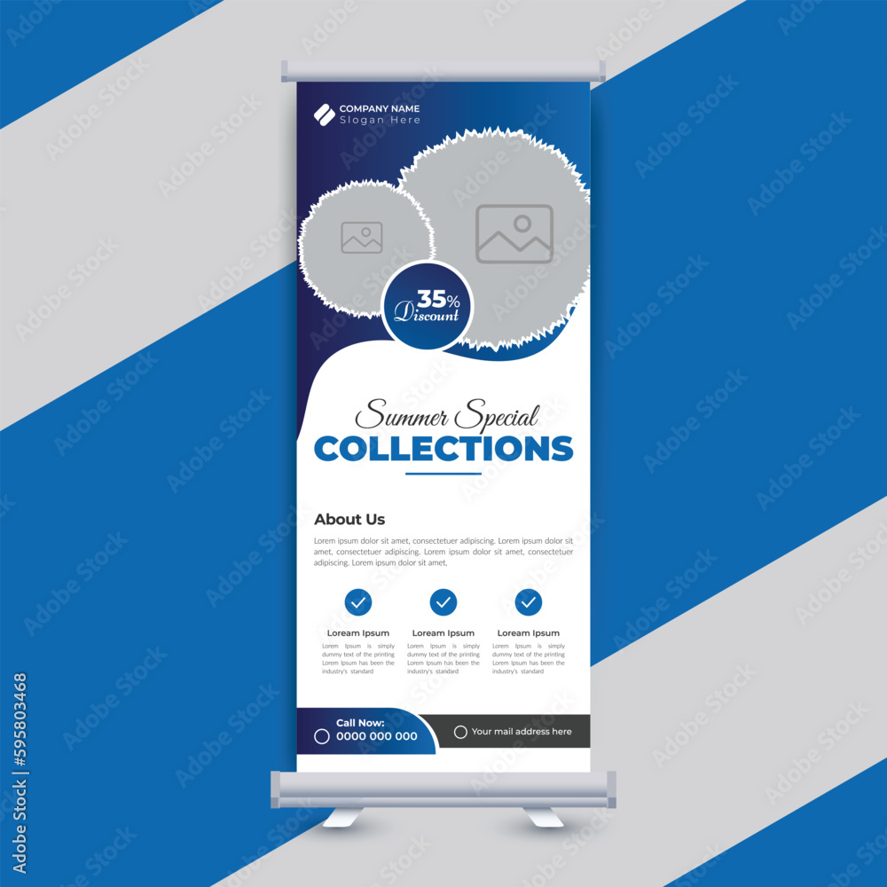 Naklejka premium Fashion sale roll up banner collection layout template design