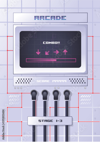 Retro arcade game machine. Vector illustration.