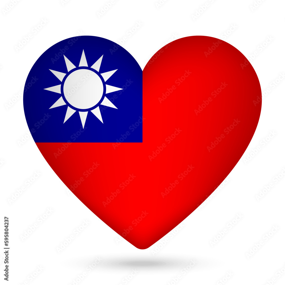 Taiwan flag in heart shape. Vector illustration. Taiwan flag in heart shape. Vector illustration.