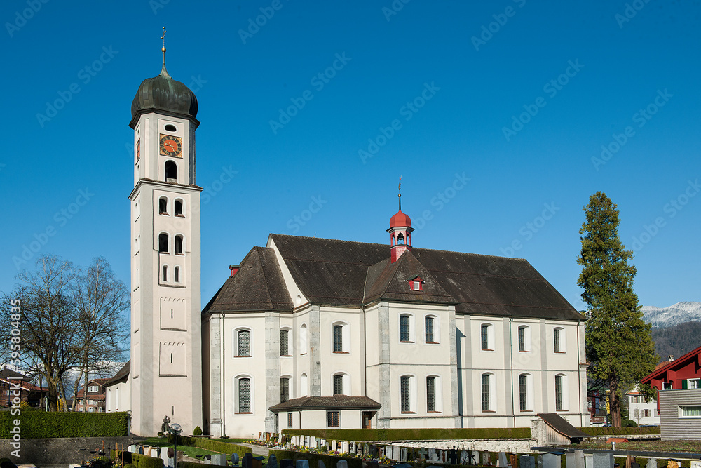 Fototapeta premium Kirche von Sachseln, Kanton Obwalden, Schweiz