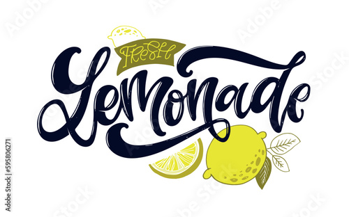Lemonade - hand drawn doodle lettering art. Modern calligraphy quote. Typography tee print design. Cute lettering for packing. Vector