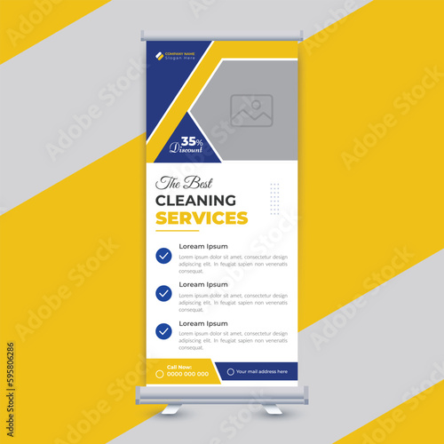 Cleaning service rack card or dl roll up banner template