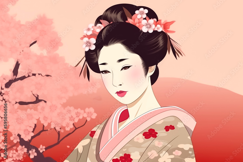 The geisha painting is a breathtaking portrayal of her beauty and elegance, capturing the symbol of her character with remarkable precision and skill. It was generated by AI. The geisha painting is a breathtaking portrayal of her beauty and elegance, capturing the symbol of her character with remarkable precision and skill. It was generated by AI.
